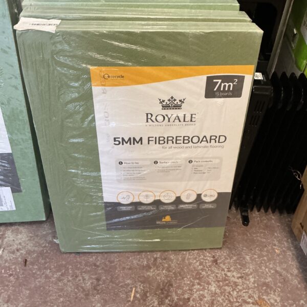 Three packs of unopened Royale fibreboard underlay for flooring.