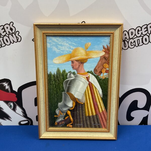 Signed oil painting of Saint George and the Dragon by Gaya 1990.