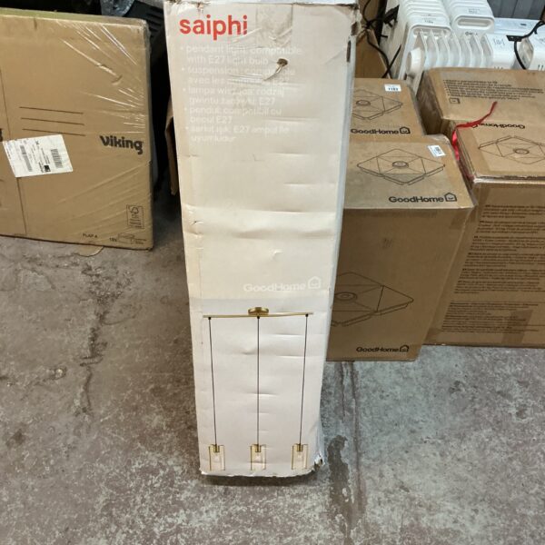 Brass Saiphi pendant light in original packaging.