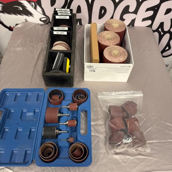 Variety of sandpaper rolls and pads for DIY sanding projects.
