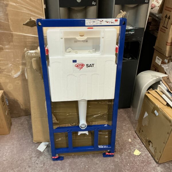 SAT concealed toilet cistern unit for in-wall installation.