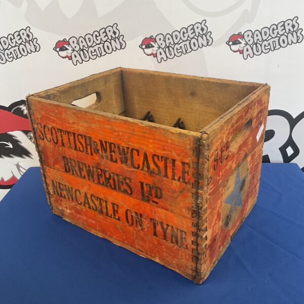 Vintage Scottish & Newcastle beer crate by Fiddles Ltd, 1960s.