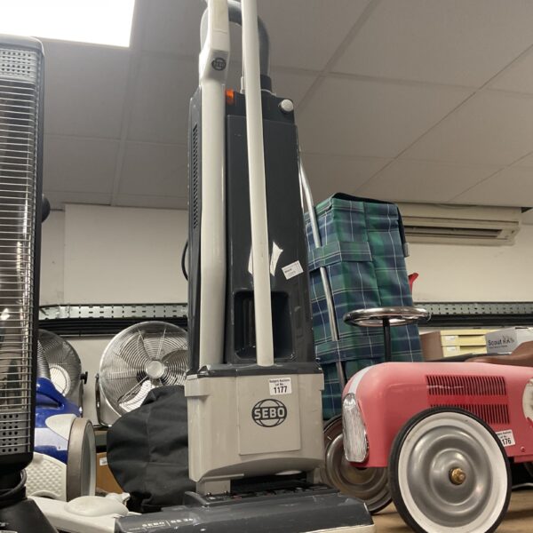 Sebo BS360 upright vacuum cleaner for domestic floor cleaning.