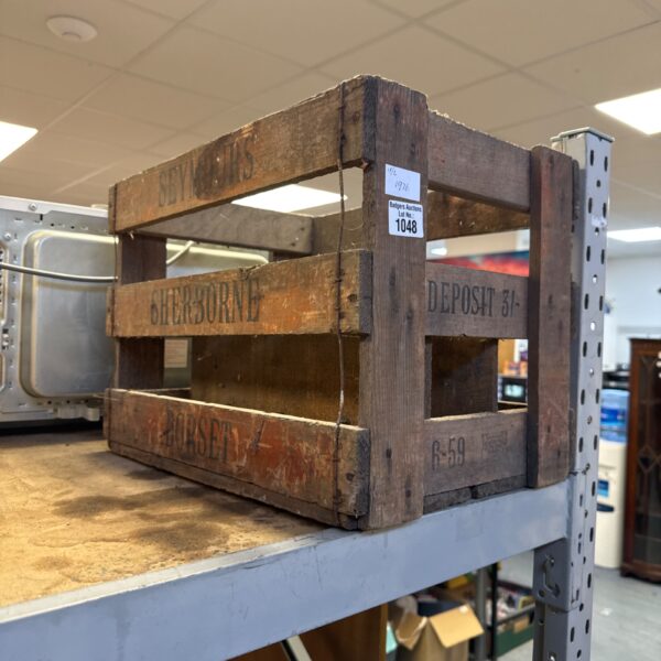 Vintage Seymour's Dorset wooden bottle crate for collectors.
