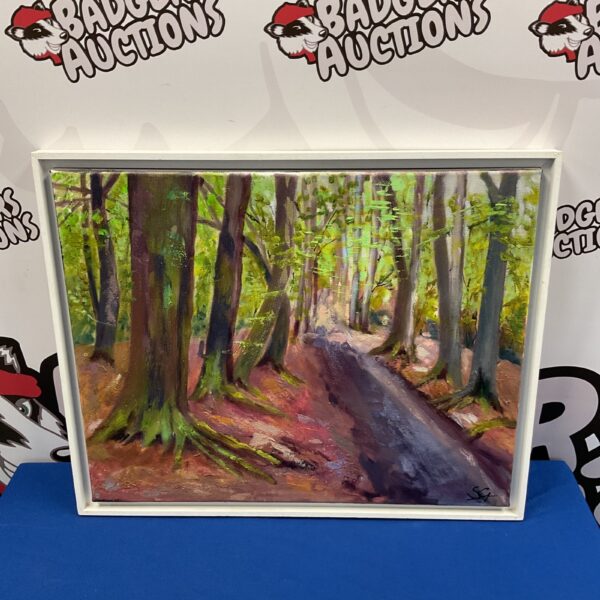 Impressionist oil painting of woodland scene by Shirley Goodliffe.
