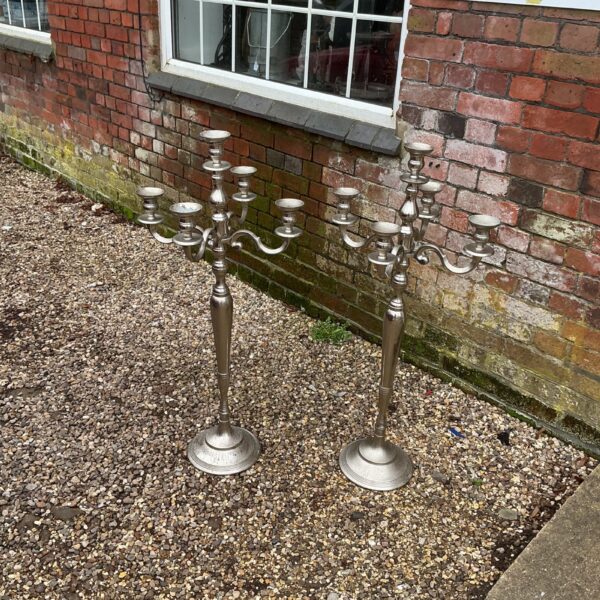 Vintage silverplate candle sticks, elegant pair for home decor.