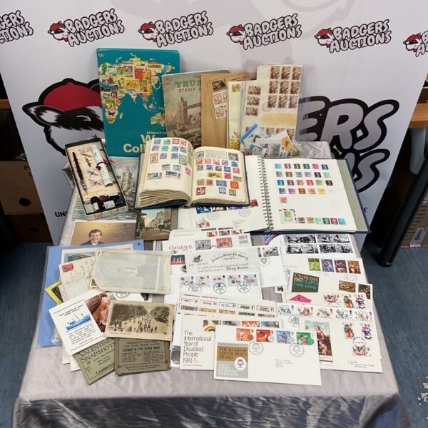 Vintage stamp collection with first day covers and Steve Davis autograph.