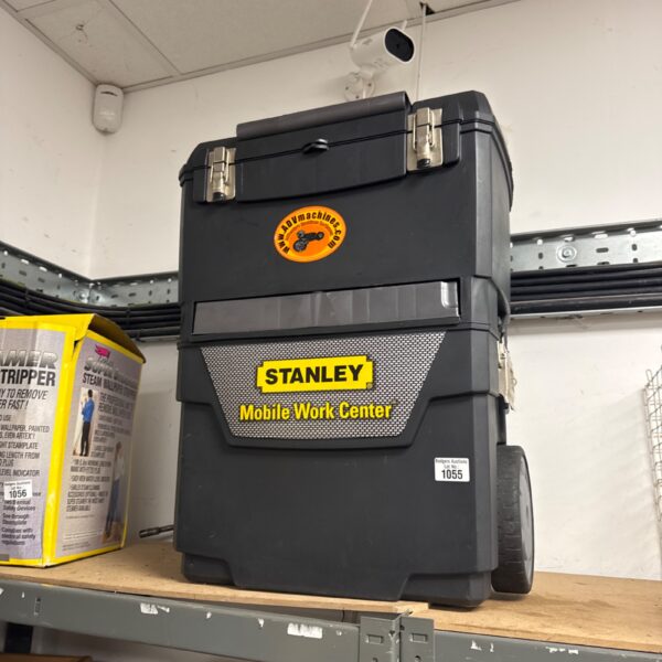 Stanley Mobile Work Centre toolbox for tool storage in workshop.
