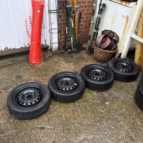 Used steel rim wheels with Avon and Solus tyres for sale.
