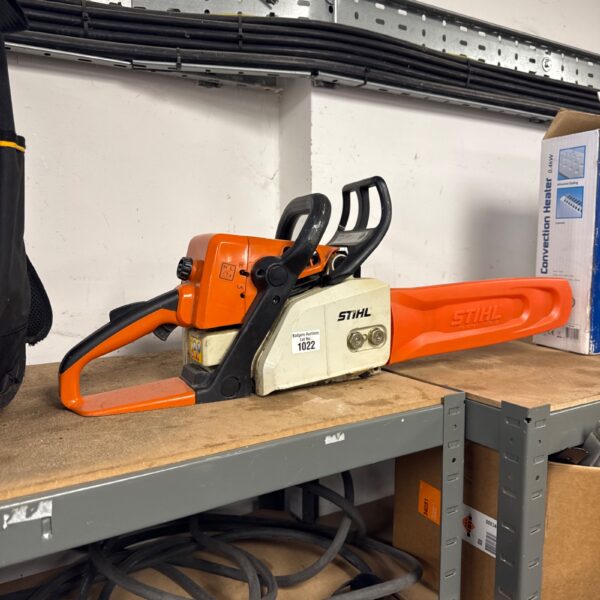Vintage Stihl 021 petrol chainsaw in used condition.