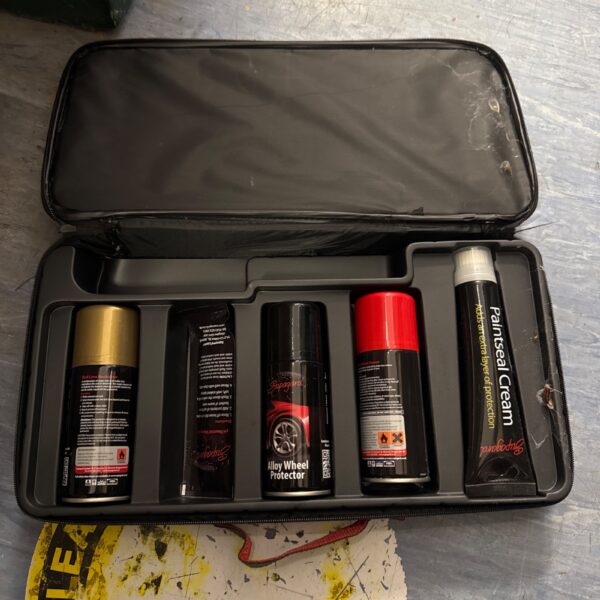 Supagard car care kit zipped case with cleaning products visible.