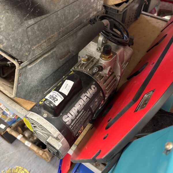SuperEvac vacuum pump model 93567, industrial air pump.