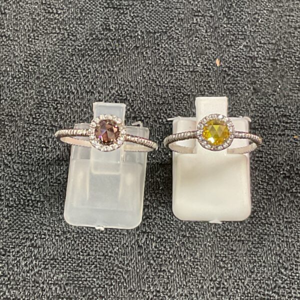 Swarovski silver ring set, sizes P and N, sparkling crystals.