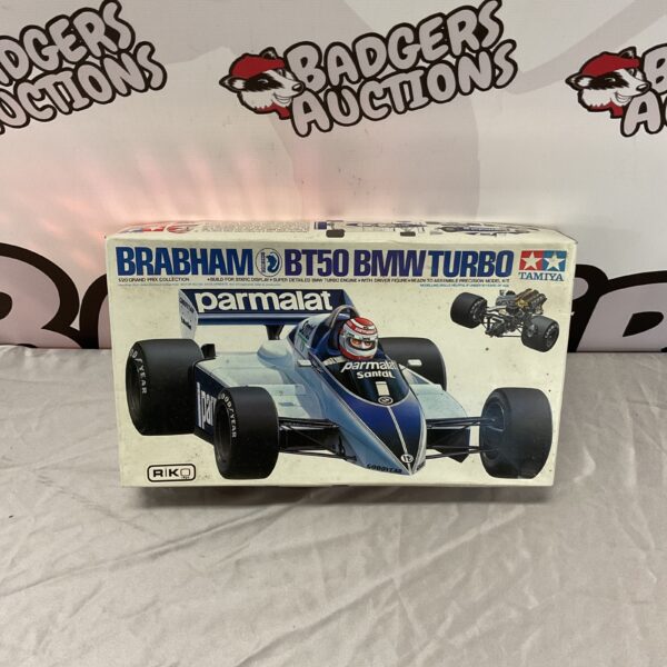 Tamiya Brabham BT50 BMW Turbo model kit in original packaging.