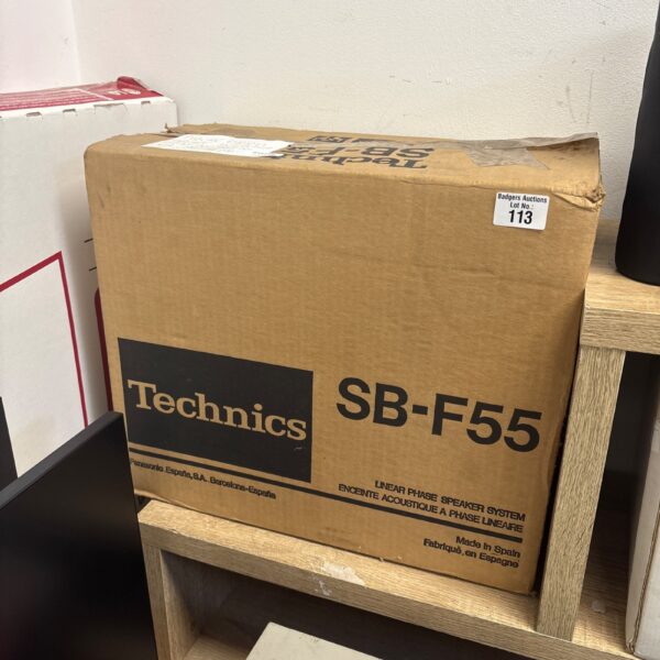 Boxed Technics SB-F55 linear phase speaker system, vintage audio equipment.