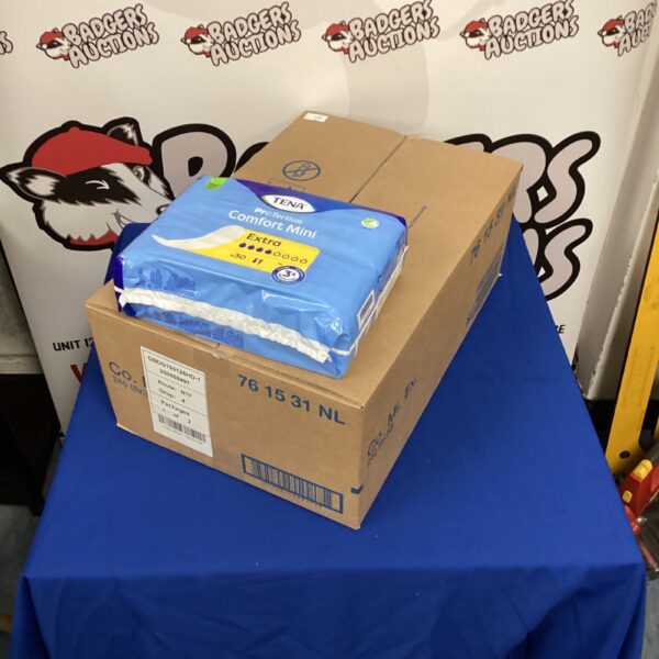 Sealed box of Tena Comfort Mini Pads for incontinence.