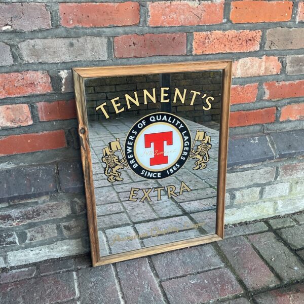 Vintage Tennents Extra lager mirror for pub or bar decor.