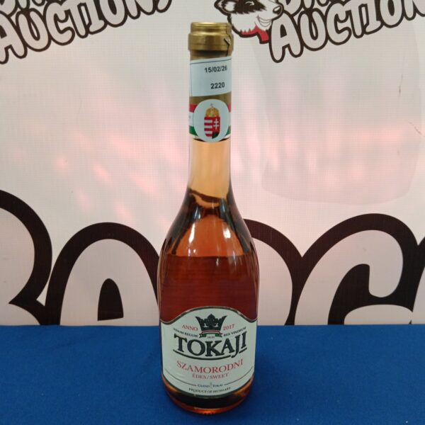Sealed bottle of Tokaji Sza Morodni Hungarian dessert wine for collectors.