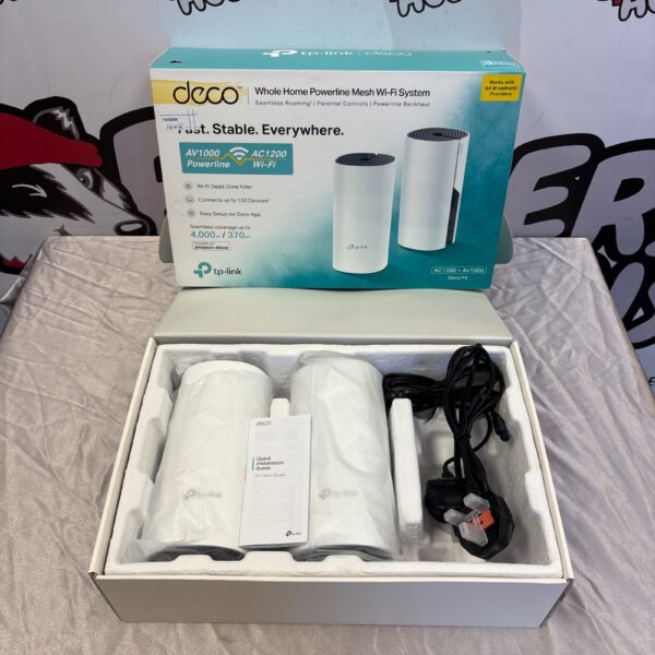 TP-Link Deco AV1000 powerline mesh Wi-Fi system packaging.