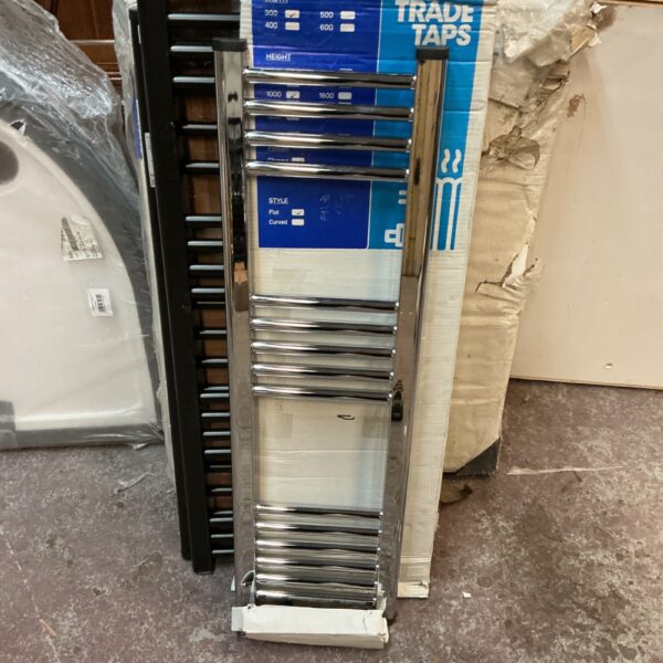 Chrome ladder radiator by Trade Taps, 1000x300mm, for central heating.