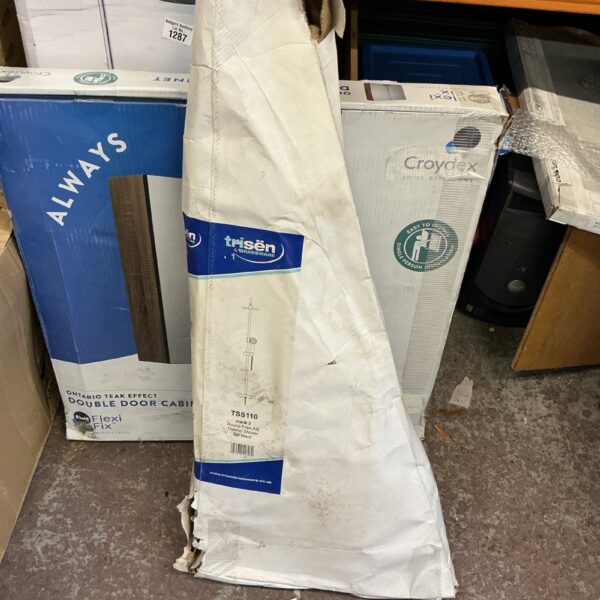 Black Trisen shower unit in original packaging.