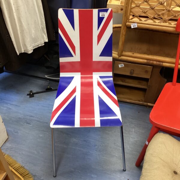 Vintage Union Jack chair with bentwood frame, colourful retro seating.