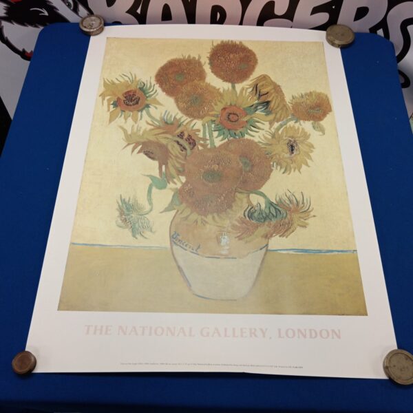 Vibrant Van Gogh sunflowers poster print from the National Gallery.