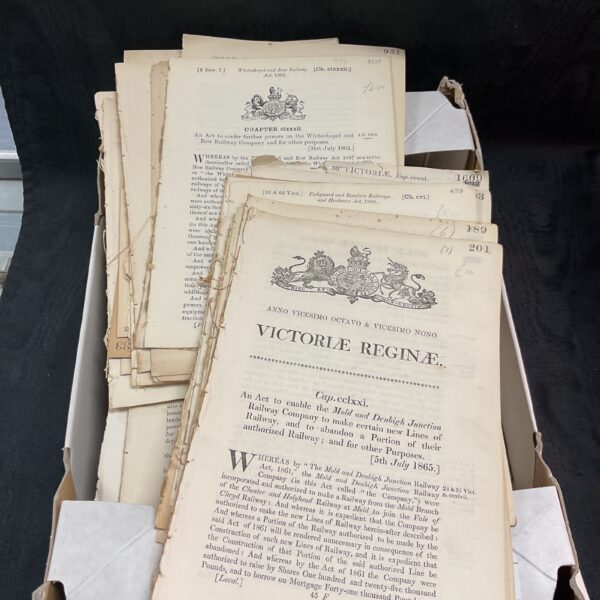 Victorian railway act document from 1863, legal ephemera.