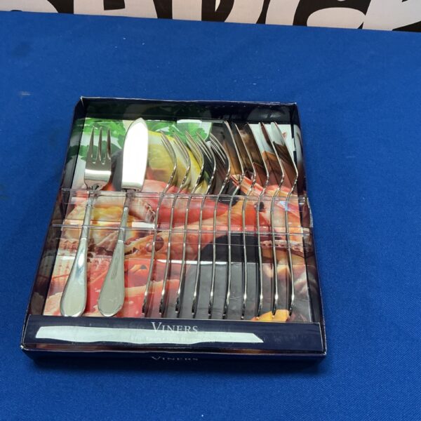 Vintage Viners fish cutlery set with fork and knife.