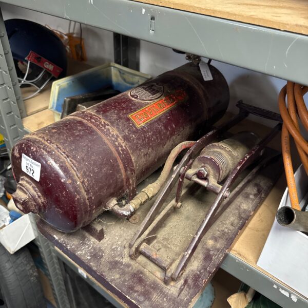 Vintage Devilbiss foot pump compressor in used condition.