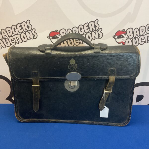 Dark brown vintage leather atache case from the George VI era.