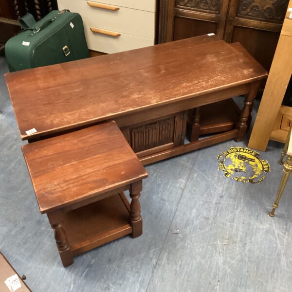 Vintage oak coffee table with a classic design.