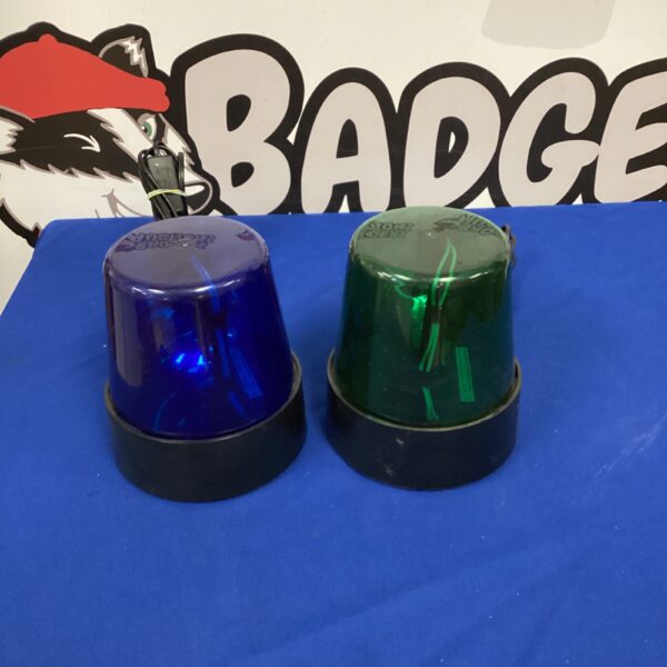 Vintage police beacon lights, rotating emergency vehicle signal.