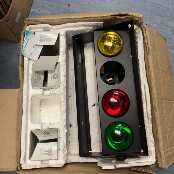 Vintage quadruple lens spotlight with coloured lenses.