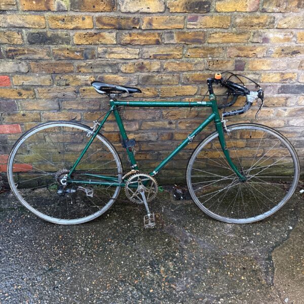 Side view of a vintage racing bicycle, classic road bike.