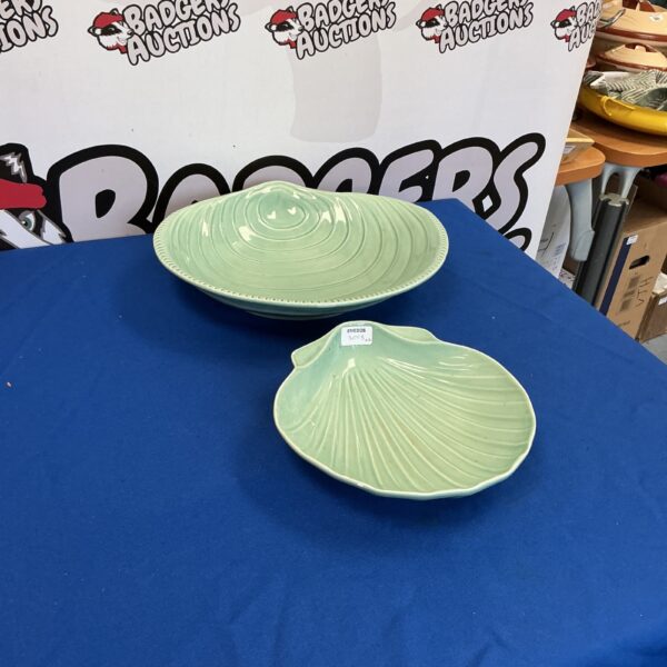 Pastel green vintage shell dishes for serving food.