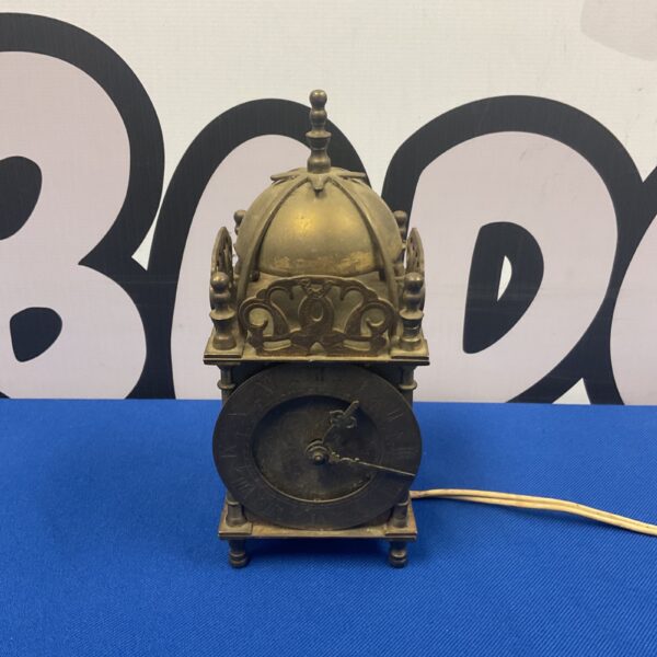 Vintage Smiths electric lantern clock with brass casing.