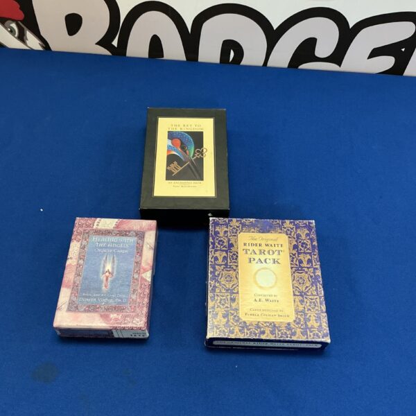 Vintage Tarot card decks, antique collectible cards for fortune telling.