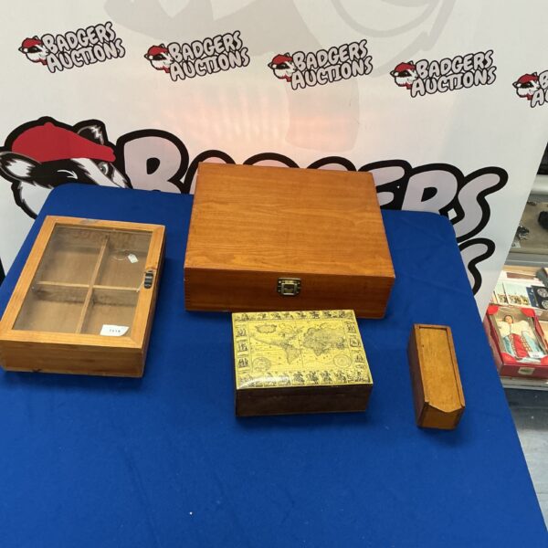 Vintage wooden boxes lot for collectors and storage.