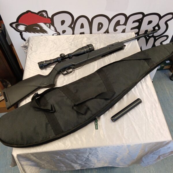 Walther Century GT air rifle with scope and carrying case displayed.