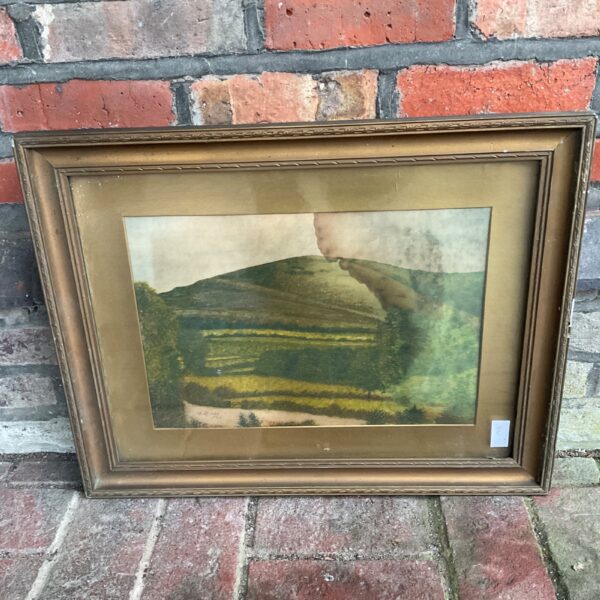 Vintage watercolour landscape painting in gilt frame.