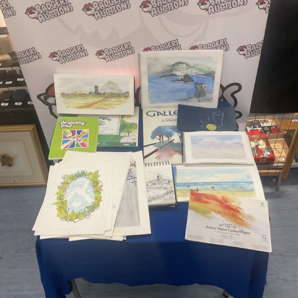 Mixed lot of watercolour pads and original paintings for artists.