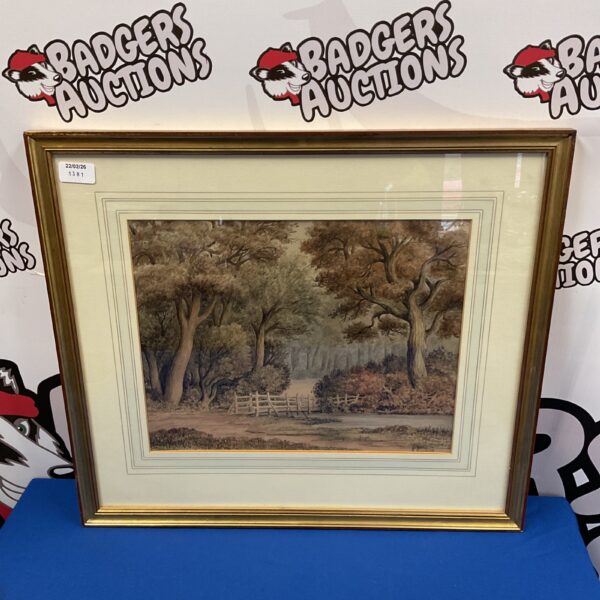 Delicate 1872 watercolour painting of Coombe Wood, Surrey landscape.