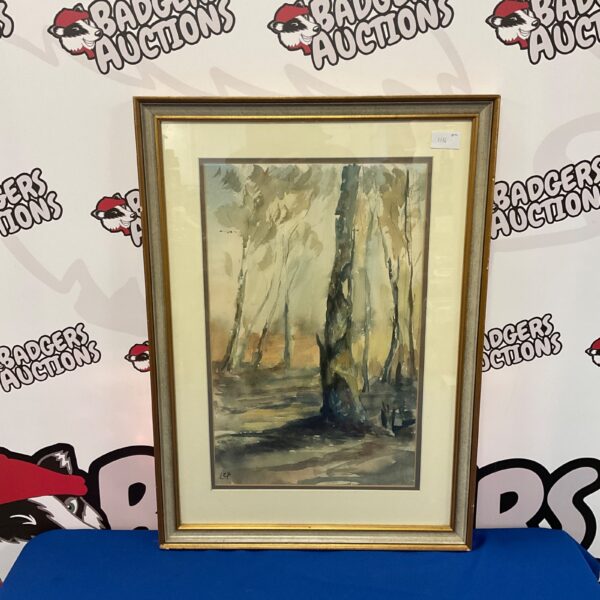 Signed watercolour painting of a woodland scene by L C P.
