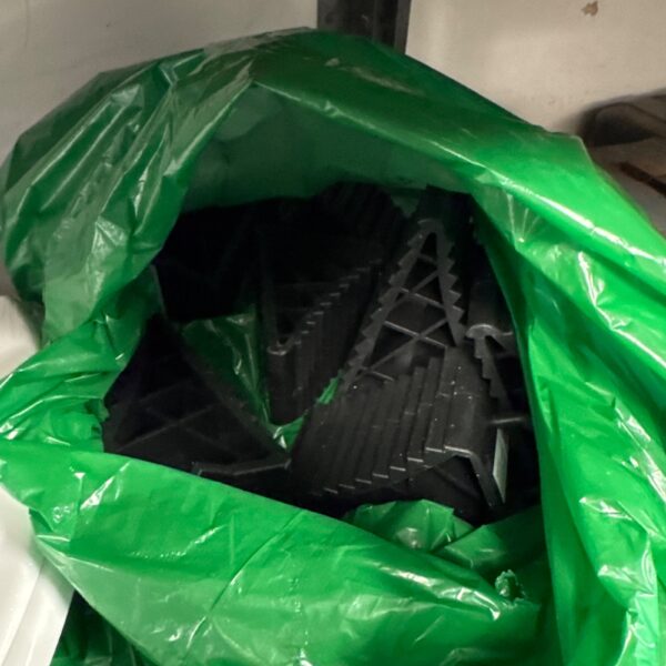 Selection of new wheel chocks for caravan and trailer safety.