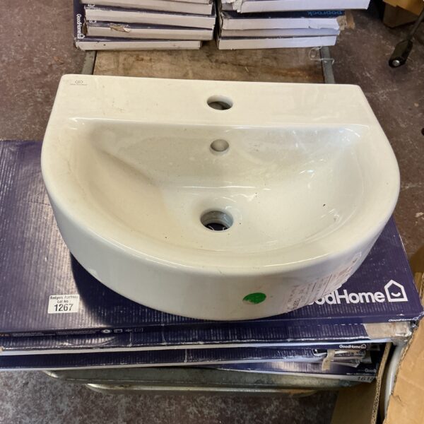 White ceramic wash basin for bathroom renovation project.