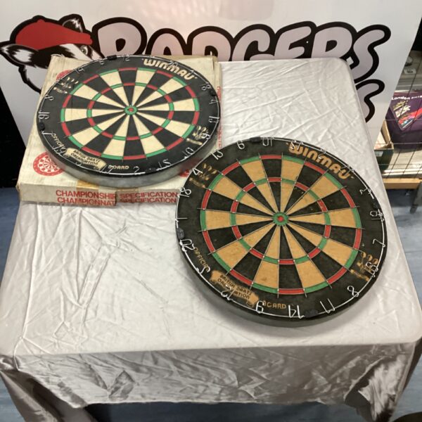 Pair of vintage Winmau dartboards for sale.