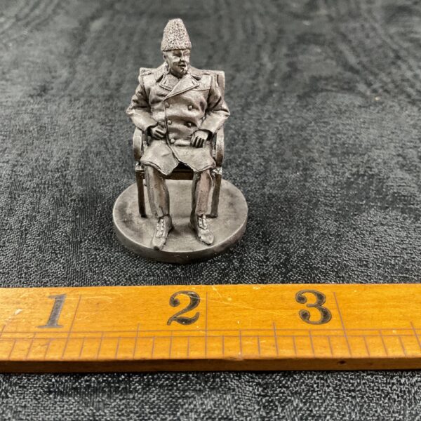 Detailed pewter Winston Churchill figure, vintage collectible.