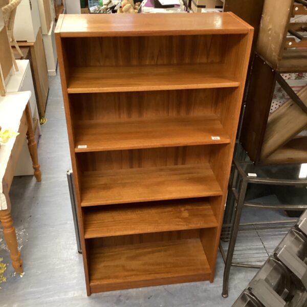 Vintage 1970s teak bookcase with four shelves.