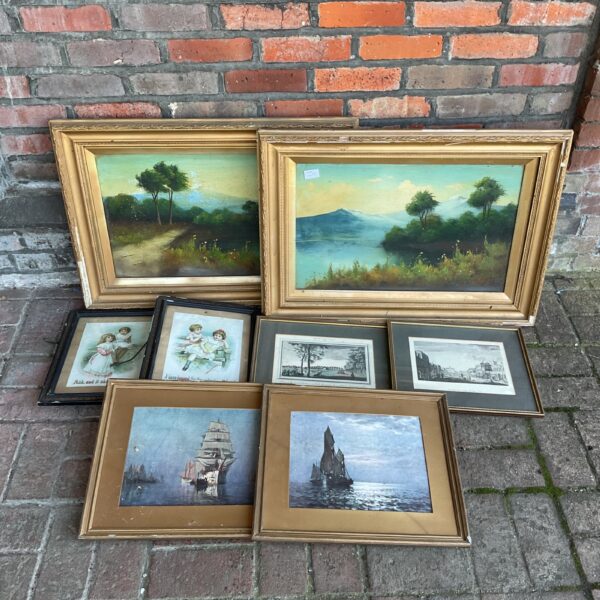 Gilt framed 19th century oil painting of a landscape scene.